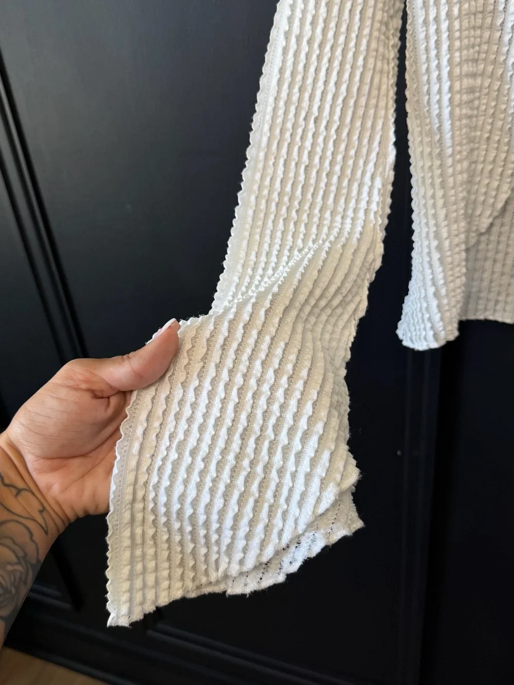 Zara White Knit Wrap-Style Top